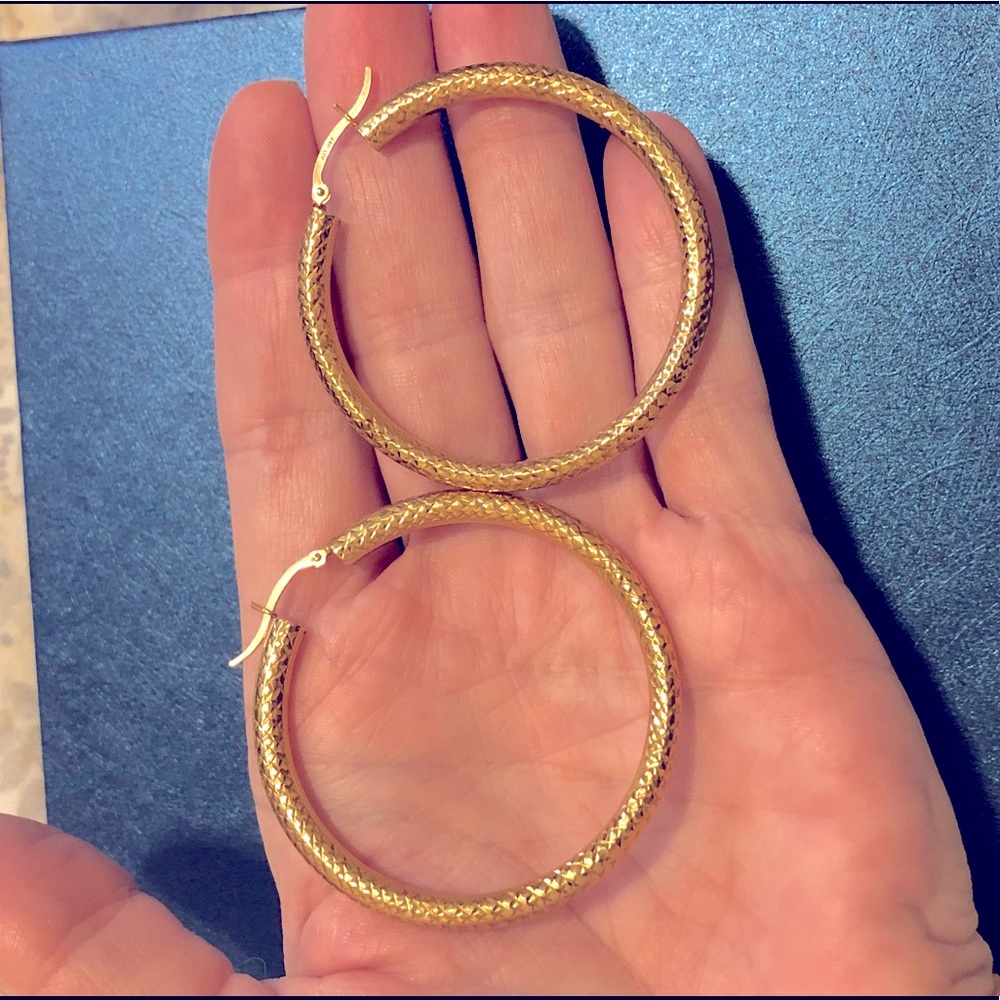 10K Gold Large Hoop Earrings!